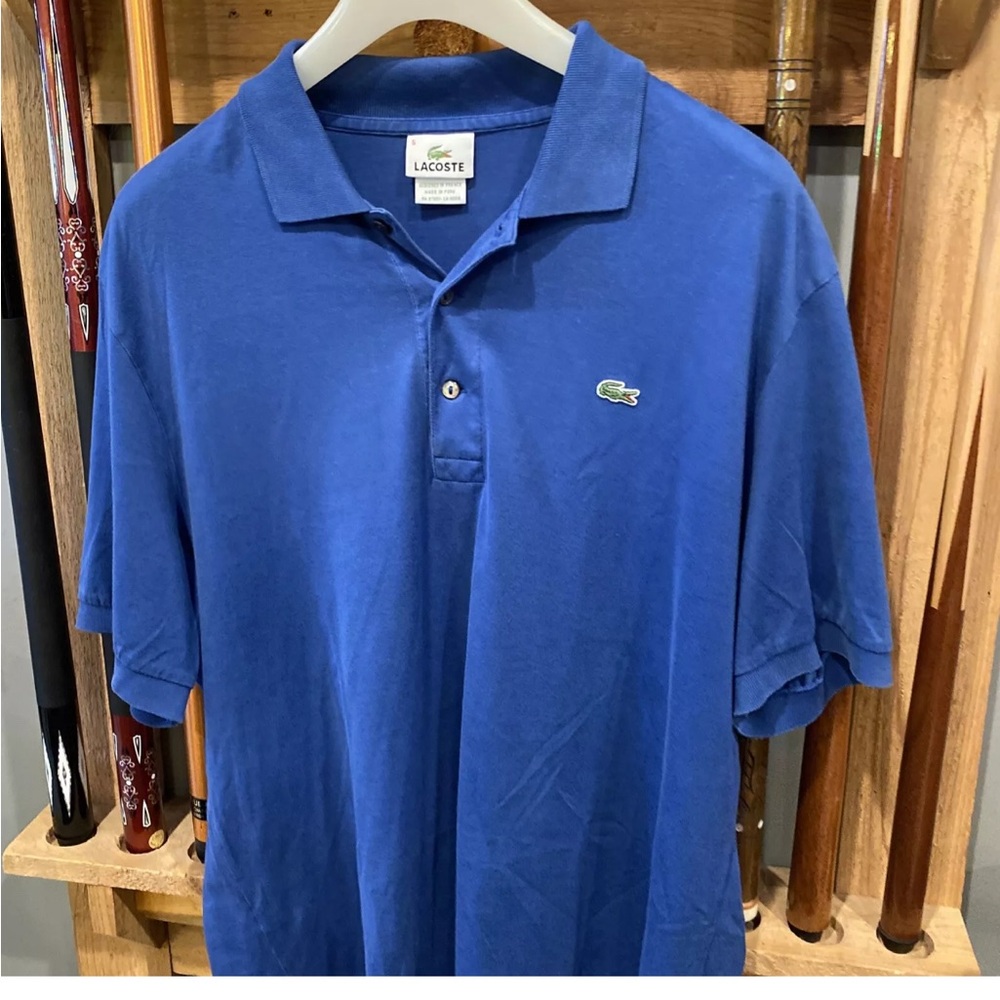 LACOSTE alligator logo BLUE SOFT Golf Polo mens Shirt LARGE Devanlay 5191L, sz 5